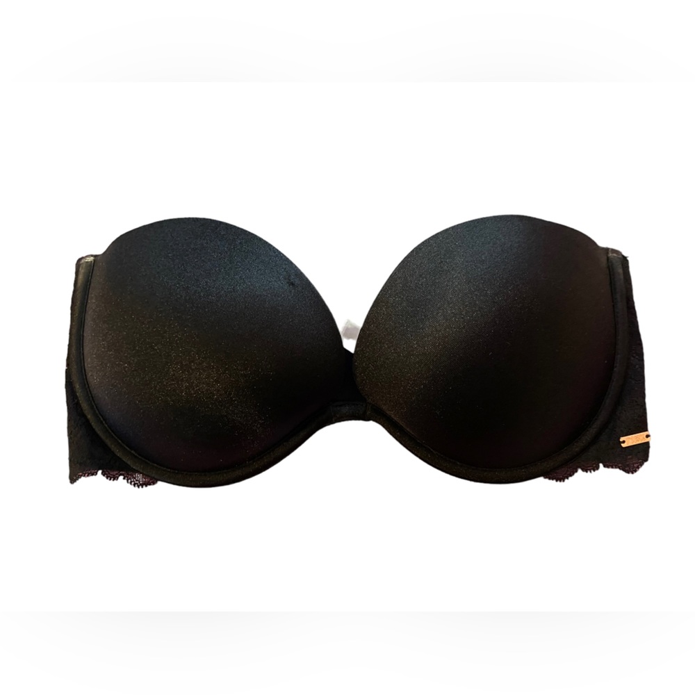 Victoria's Secret PINK Women's Hot Pink and Black Strapless Bra Size 32D